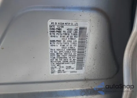 2010 Nissan Rogue S из США, поврежденный, VIN JN8AS5MT4AW011568